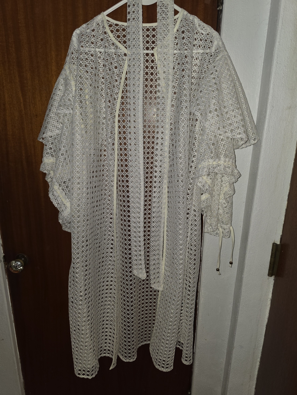 SHEIN Ivory Crochet Cover-Up with Tie Details